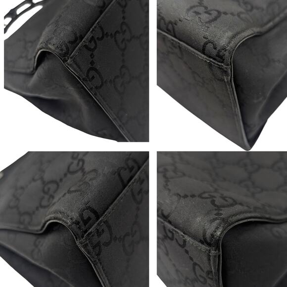 Vintage Gucci GG Monogram Tote Shopper Bamboo Triple Compartment Large Black - Picture 6 of 10